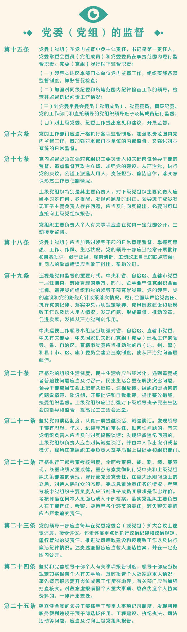 一图读懂中国共产党党内监督条例